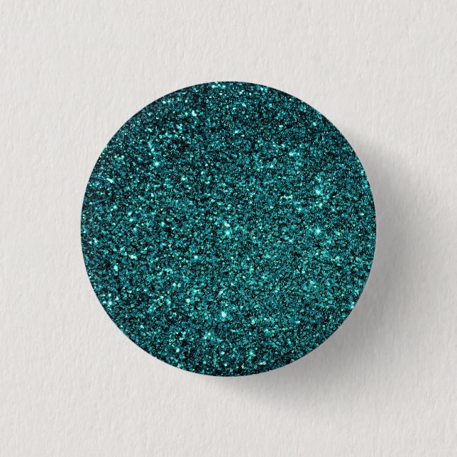 Aqua Faux Glitter Pinback Button (Front)