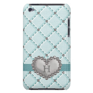 Aqua Faux Quilted Diamond Heart iPod Touch 4g Case