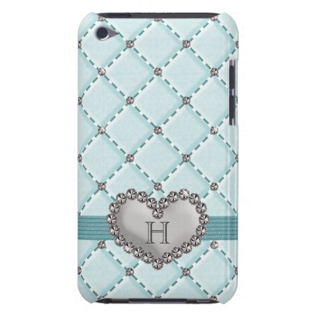Aqua Faux Quilted Diamond Heart Ipod Touch 4g Case