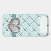 Aqua Faux Quilted Diamond Heart iPod Touch 4g Case (Back (Horizontal))