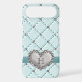 Aqua Faux Quilted Diamond Heart iPod Touch 4g Case (Back)