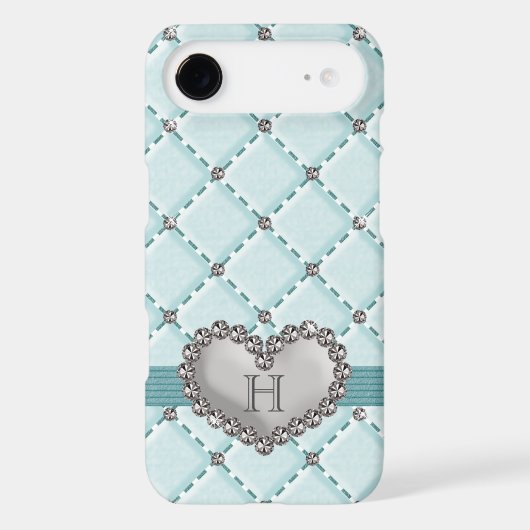 Aqua Faux Quilted Diamond Heart iPod Touch 4g Case (Back)