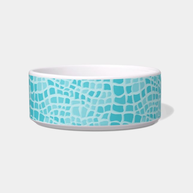 Aqua Faux Snake Skin Pattern Pet Bowls (Front)