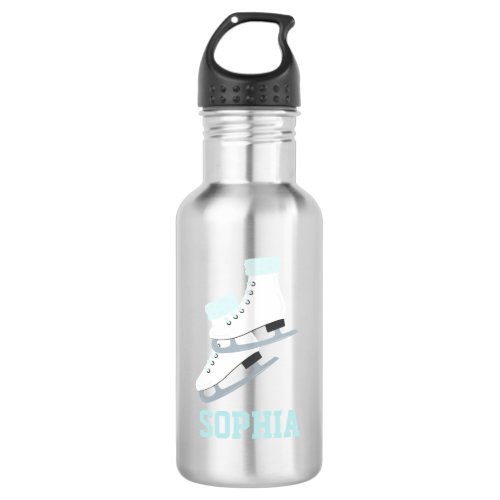 Aqua Figure Skates Personalized Girls Stainless Steel Water Bottle