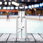 Aqua Figure Skates Personalized Girls Stainless Steel Water Bottle<br><div class="desc">Personalized design for your little athletes and sports fans.</div>