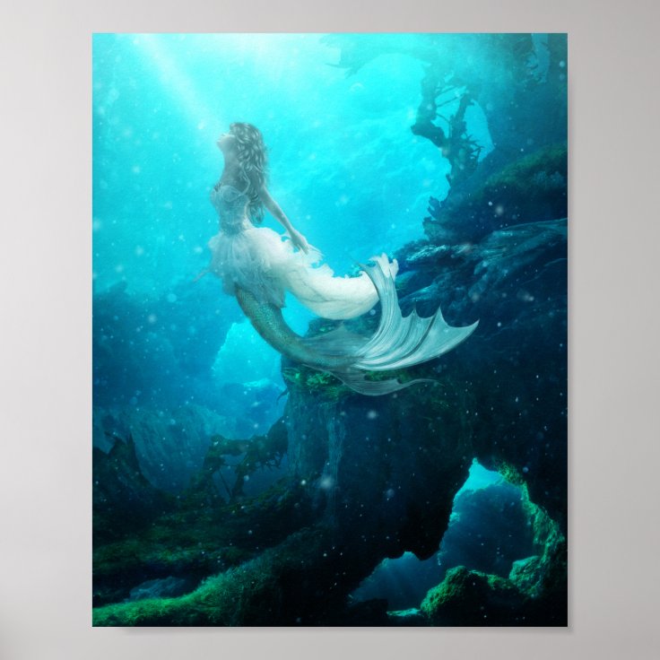 Aqua Fiona Mermaid Poster | Zazzle