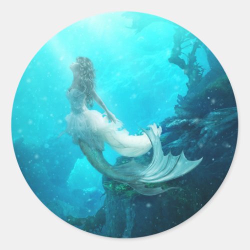 Aqua Fiona Mermaid Round Sticker