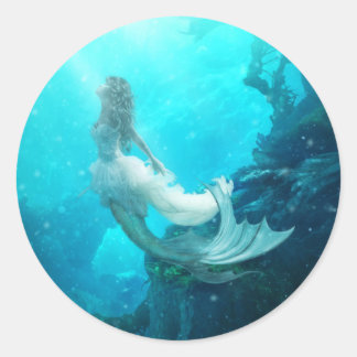 Aqua Fiona Mermaid Round Sticker