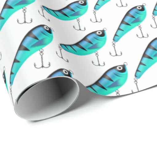 aqua fishing lures wrapping paper Zazzle
