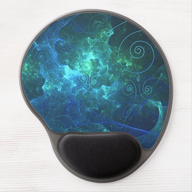 Aqua Flame Fractal Gel Mousepad (Front)