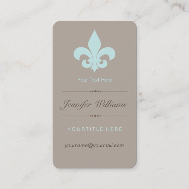 Aqua Fleur de Lis Business Card (Front)