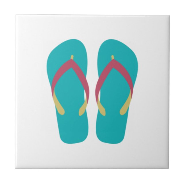 Aqua Flip Flops Ceramic Tile (Front)