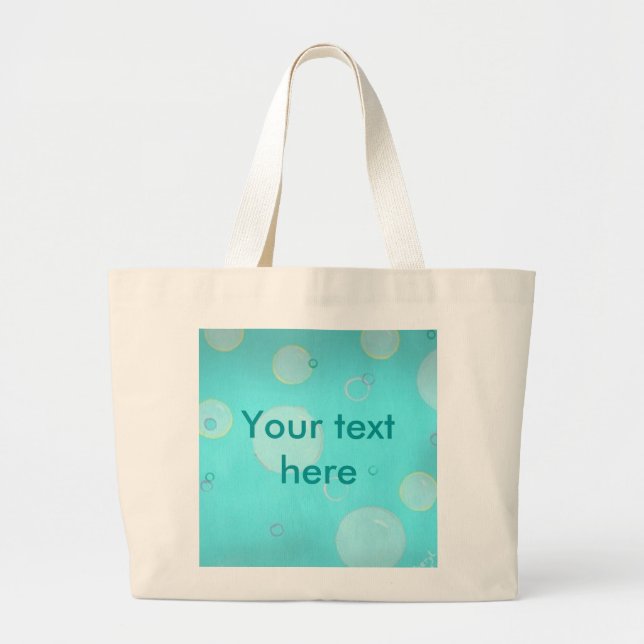 Aqua Floating circles and bubbles, canvas bags (Front)