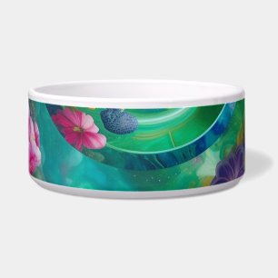 Aqua Floral Abstract Garden Bowl