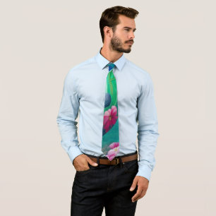 Aqua Floral Abstract Garden Neck Tie
