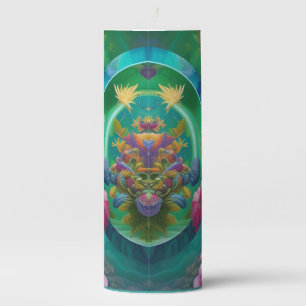 Aqua Floral Abstract underwater Garden Pillar Candle