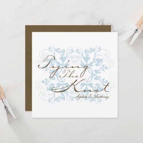 Aqua Floral Flourish Tying The Knot Chic Wedding Invitation