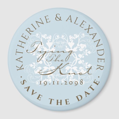 Aqua Floral Flourish Tying The Knot Magnet