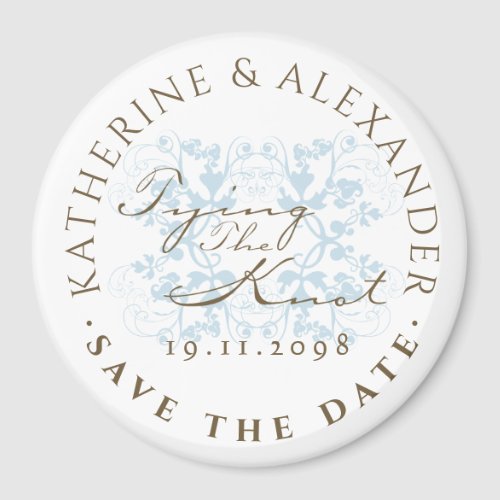 Aqua Floral Flourish Tying The Knot STD Magnet