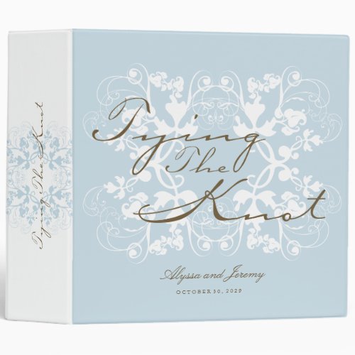 Aqua Floral Flourish Tying The Knot Wedding Binder