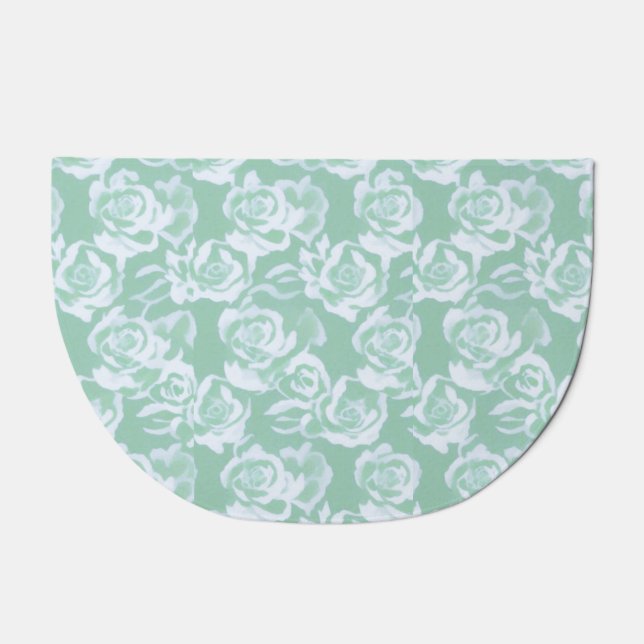 Aqua floral garden door mat (Front)