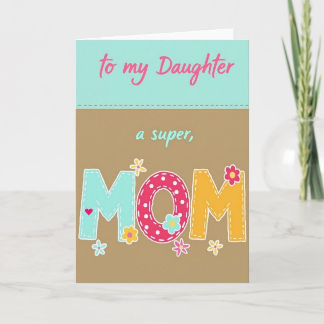 Aqua Floral Mom Card (Front)