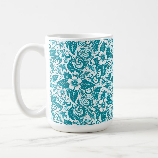 Aqua Floral Mug (Left)
