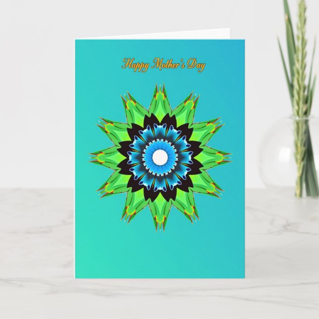 Aqua Floral Pattern Art Card (Front)