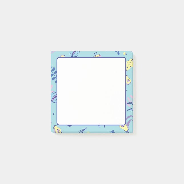 Aqua Floral Patterned Everyday Notes (Front)