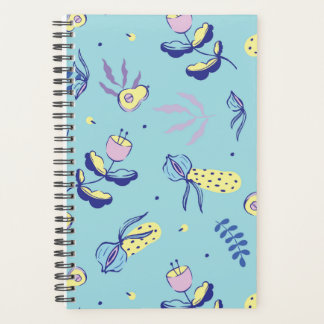 Aqua Floral Patterned Planner