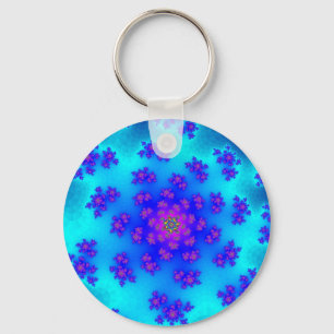 Aqua Floral Sprinkles Keychain