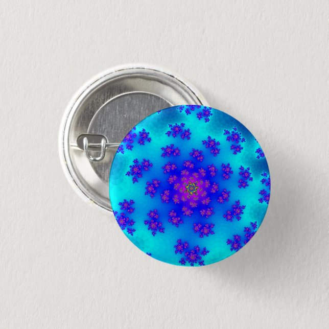 Aqua Floral Sprinkles Pinback Button (Front & Back)