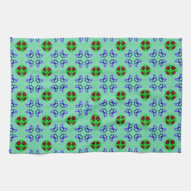 Aqua Floral Towel (Horizontal)