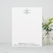 Aqua Flourish Personalized Business Stationery (Standing Front)