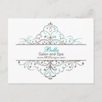 Aqua Flourish Personalized Business Stationery Postcard