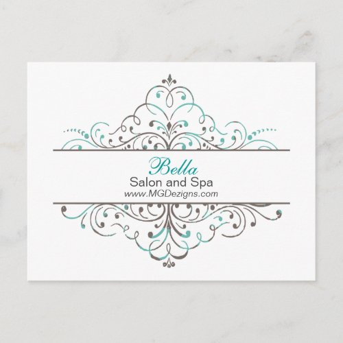 Aqua Flourish Personalized Business Stationery Postcard