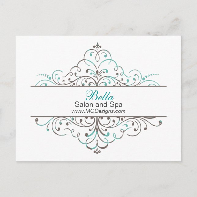 Aqua Flourish Personalized Business Stationery Postcard (Front)
