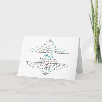 Aqua Flourish Personalized Business Stationery Thank You Card by MG_BusinessCards at Zazzle