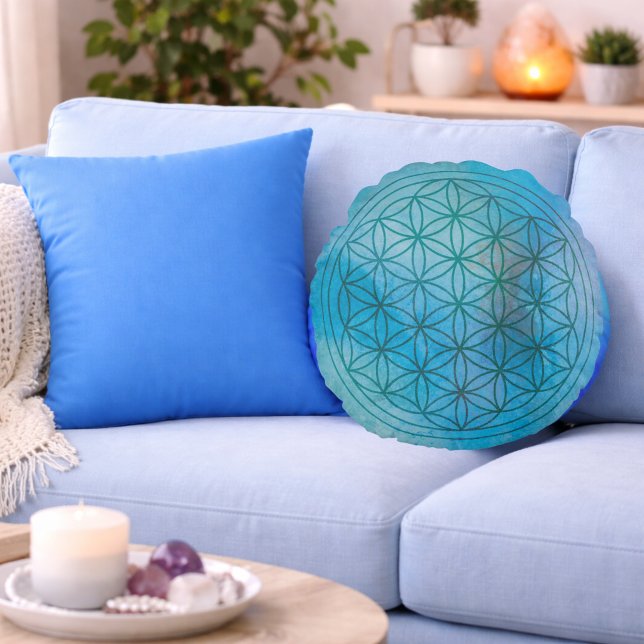 Aqua Flow – Color of Heart Round Pillow (Creator Uploaded)