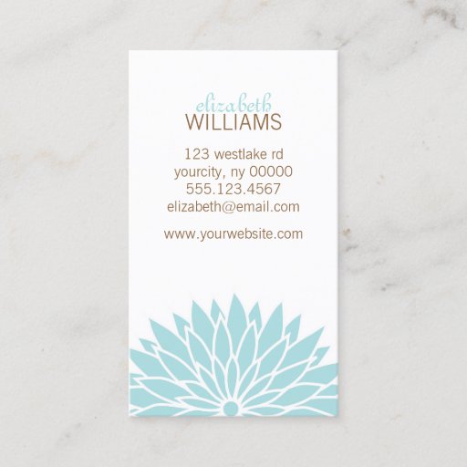 Customizable Aqua Flower Business Cards