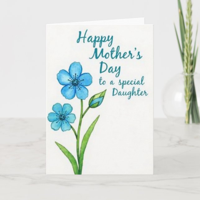 Aqua Flower Mothers Day Card (Front)