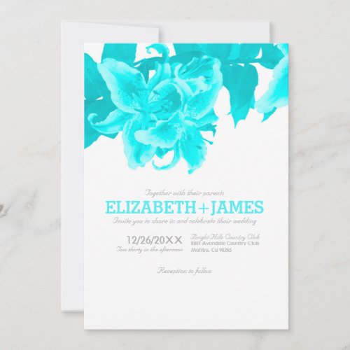 Aqua Flower Wedding Invitations