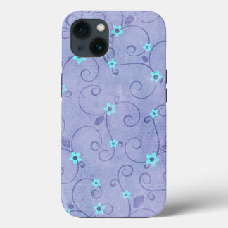 Aqua Flowers on Purple iPhone 13 Case