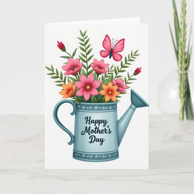 Aqua Flowers Springtime Card (Front)