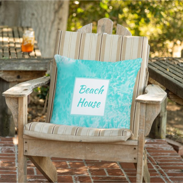 'Aqua Foam' Abstract Outdoor  Outdoor Pillow (Chair)