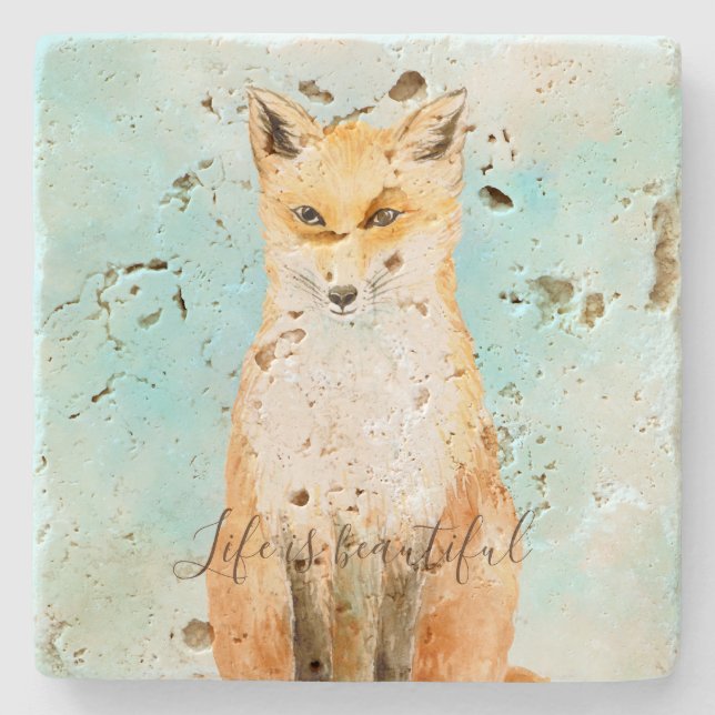 Aqua Fox     Stone Coaster (Front)