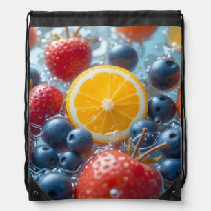 Aqua Fruit Medley Drawstring Bag
