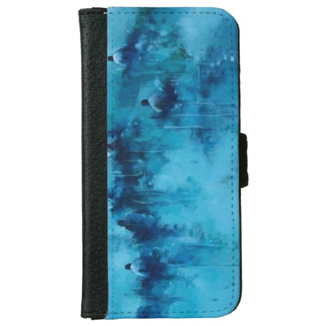 Aqua Funda portfolio iphone iPhone Wallet Case (Front)
