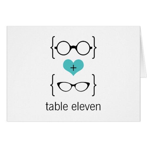 Aqua Geeky Glasses Table Number Card
