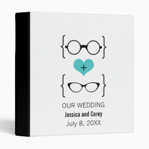 Aqua Geeky Glasses Wedding Binder